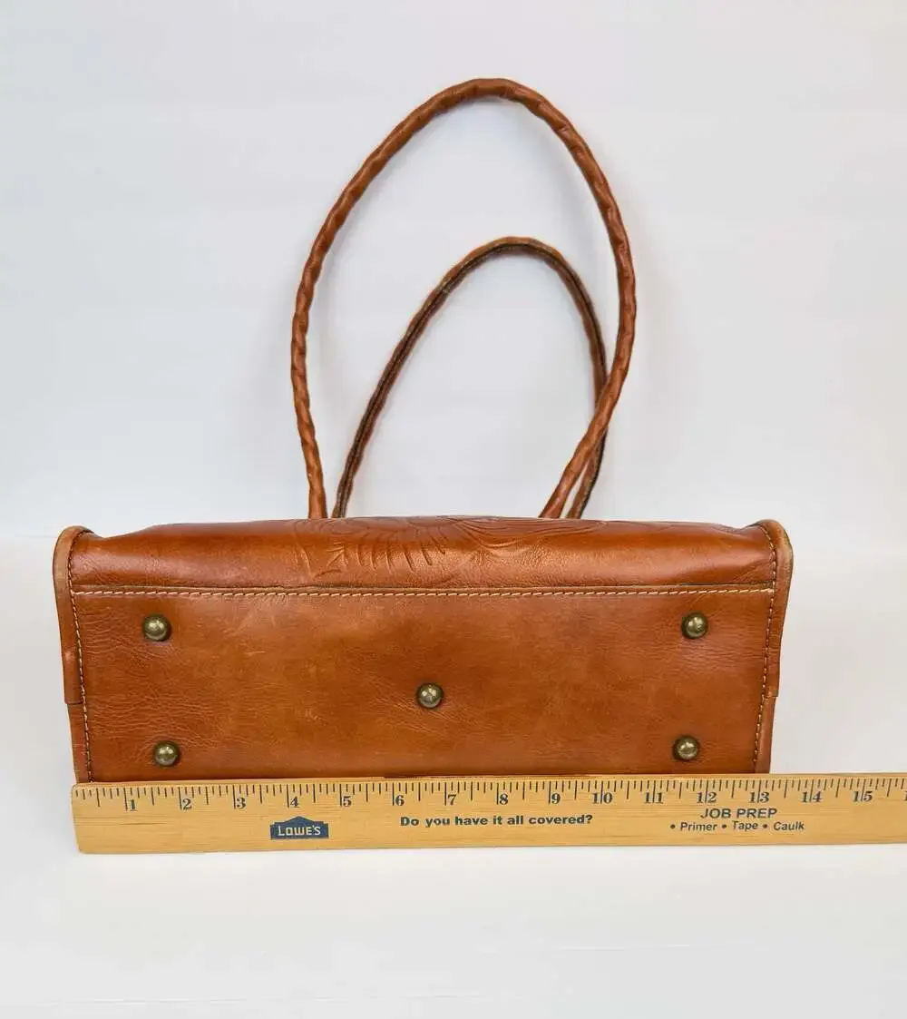 Patricia Nash Paris Leather Satchel in Tan Tooled Floral